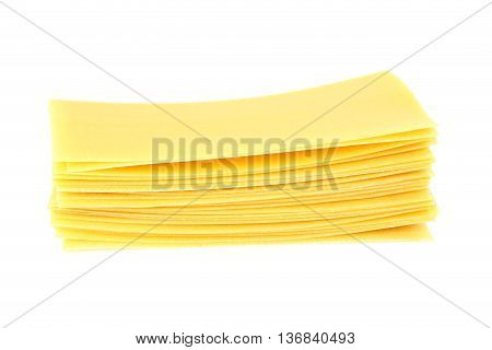 Lasagne sheets pasta isolated on a white