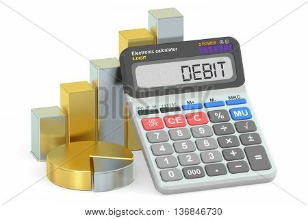 Debit concept 3D rendering isolated on white background