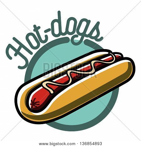 Color vintage fast food emblem, Typographical Design Label or Sticer. Design Template. Vector illustration.