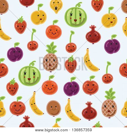 Seamless fruit kitchen illustration pattern background in vector