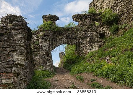 Ruins of the old medieval castle. Hust Ukraine
