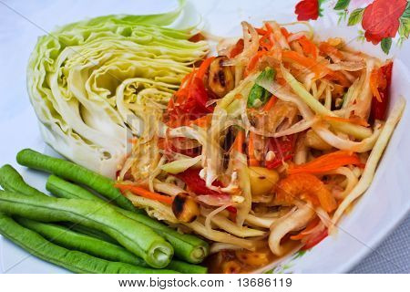 Grüner Papaya Salat Thai-Küche würzig Delicious.