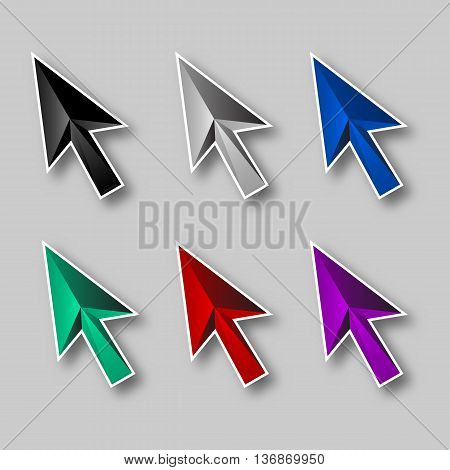 Arrows icons set on gray background for design
