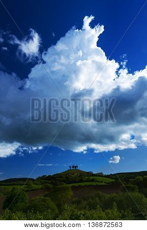 Dorset countryside around Colmer's Hill under blue skies