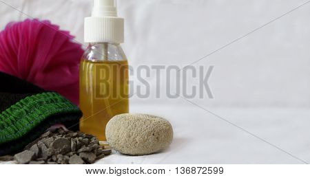 Moroccan bath with soap and glove and natural clay