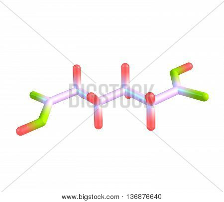 Adipic acid is the organic compound. It is a precursor for the production of nylon. 3d illustration