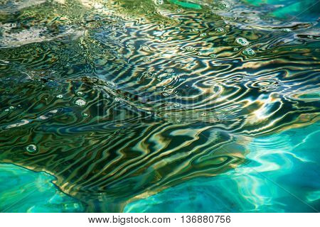 abstract bright multicoroled reflection in water closeup