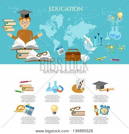 Education infographic international training elements student learning vector illustration
