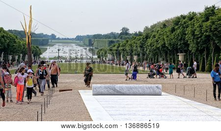 VERSAILLES, FRANCE - JUNE 8, 2013:Giuseppe Penone installation in the gardens of Versailles