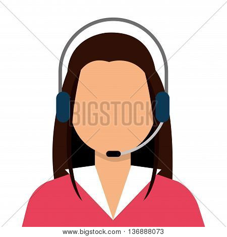 Female with heaphones and microphone cartoon design, vector illustration eps10.