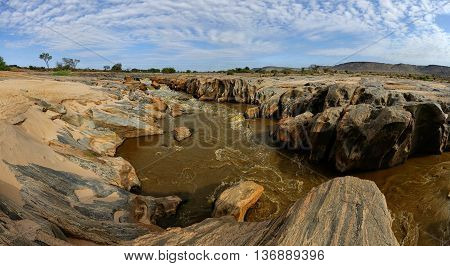 Lugard Falls In Tsavo Natioal Park Of Kenya