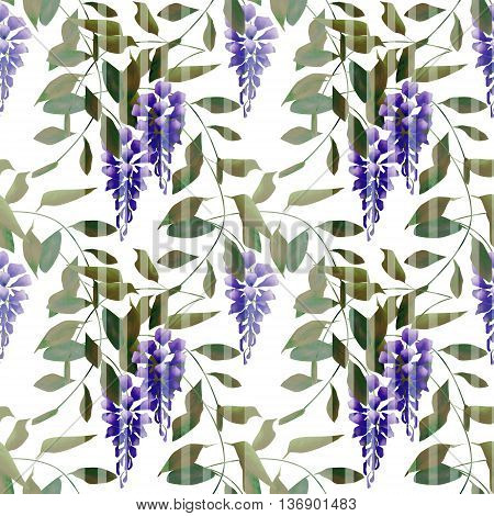 Seamless floral pattern background flowers ornament wallpaper textile Illustration glicinia