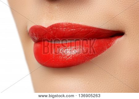 Passionate Red Lips, Macro Photography