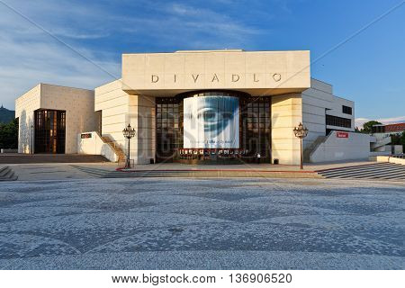 NITRA, SLOVAKIA - JULY 02, 2016: Theatre in a square in the old town of Nitra on July 02, 2016.