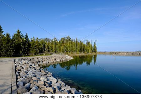 Marina on Lake Huron at Presque Isle, MI, USA