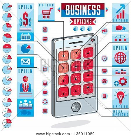 Creative infographics cell phone smatphone options vector illustration.