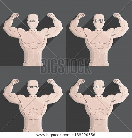 male muscle grey gym health fitness symbol illustration