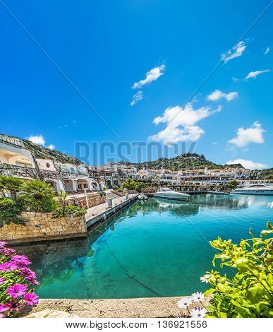 Poltu Quatu harbor on a clear day Sardinia