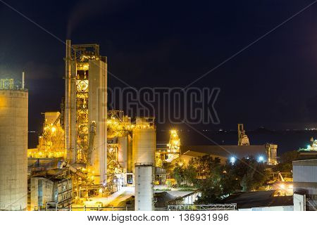 Cement Plant and power sation at night