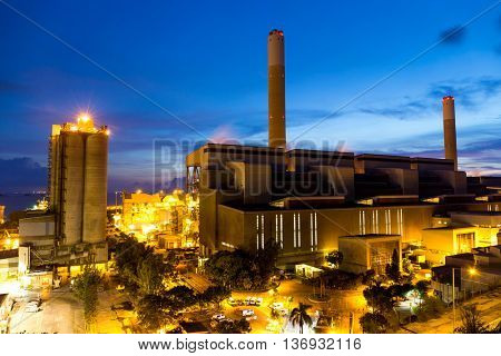Cement Plant and power sation in sunset