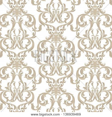 Vector Vintage Damask Pattern ornament Royal style. Ornate floral acanthus pattern for fabric textile design wedding invitation cards. Gold color