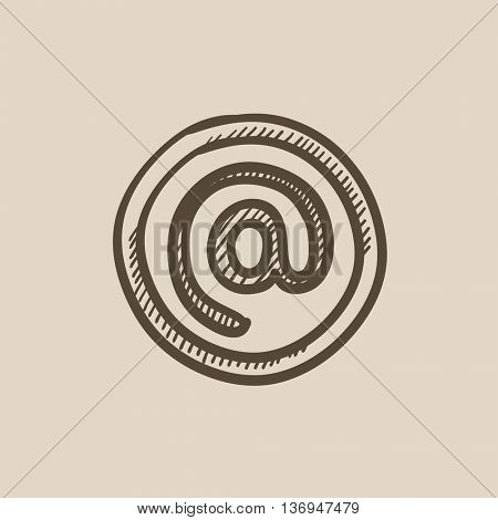 At sign vector sketch icon isolated on background. Hand drawn At sign icon. At sign sketch icon for infographic, website or app.