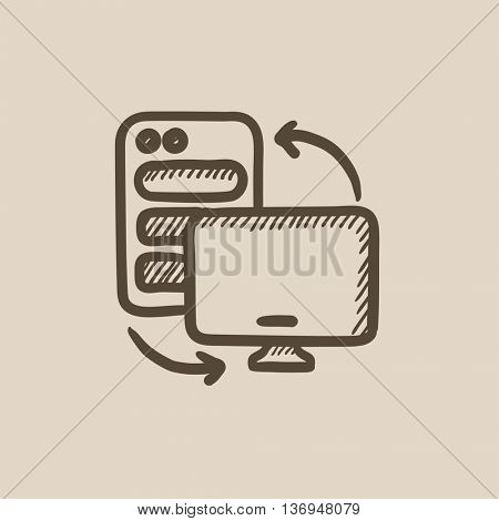 Personal computer set vector sketch icon isolated on background. Hand drawn Personal computer set icon. Personal computer set sketch icon for infographic, website or app.