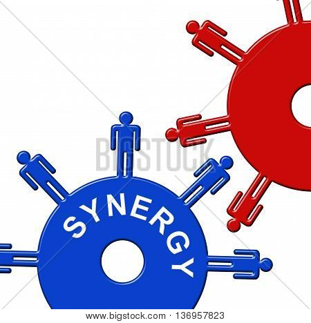 Synergy Cogs Shows Working Together And Collaborating