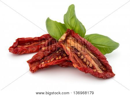 Dried tomatoes isolated on white background cutout