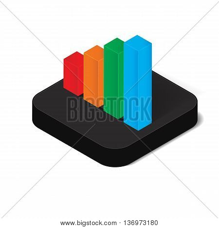 3D isometric bar chart icon for business concept vector illustration design