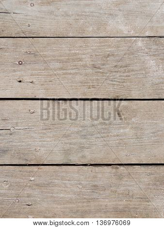 wood plank with copy space. Weathered, bleached gangplank background on the beach. Wood background.
