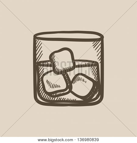 Glass of water with ice vector sketch icon isolated on background. Hand drawn Glass of water with ice icon. Glass of water with ice sketch icon for infographic, website or app.