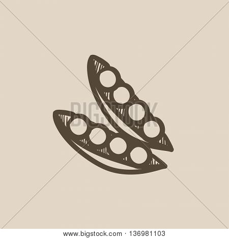 Peapod vector sketch icon isolated on background. Hand drawn Peapod icon. Peapod sketch icon for infographic, website or app.