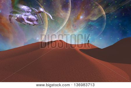 Alien desert 3D Render