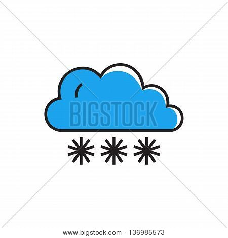 Cloud and snowflakes illustration. Cloudy with heavy snow, weather, climate, forecast. Weather concept. Can be used for topics like weather, climate, meteorology, weather forecast
