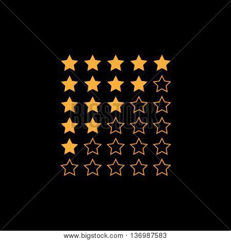 Stars rating. Vector. Stars on the black background.