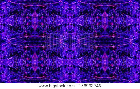 Abstract geometric seamless background. Ornate diamond and octagon pattern turquoise with dark blue wiggly outlines and purple elements.
