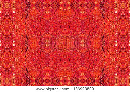 Abstract geometric seamless background. Ornate diamond and octagon pattern turquoise with red  wiggly outlines and elements.