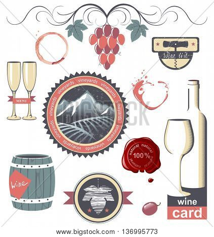 Stylized wine emblems for your designs