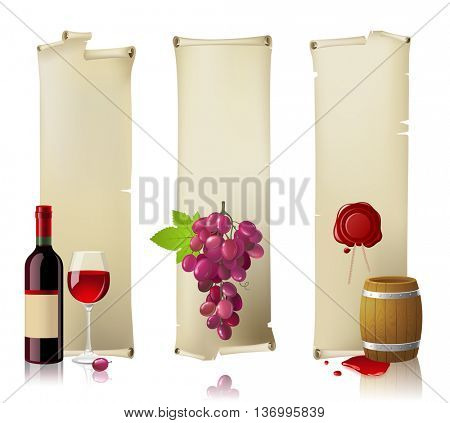 Vertical retro-styled wine banners