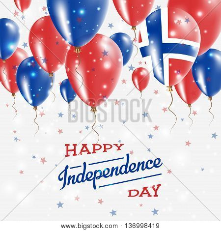 Bouvet Island Vector Patriotic Poster. Independence Day Placard With Bright Colorful Balloons Of Cou