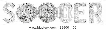Hand-painted Art Design. Adult Anti-stress Coloring Page. Black And White Hand Drawn Illustration Wo