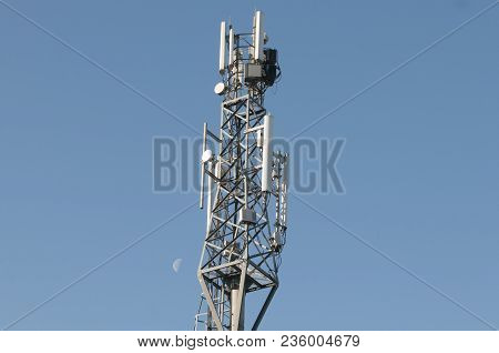 Telecommunications Equipment - Directional Mobile Phone Antenna Dishes. Wireless Communication.