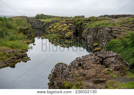 The Silfra Fissure, Þingvellir, Where The European And American Plates Meet. Thingvellir National Pa