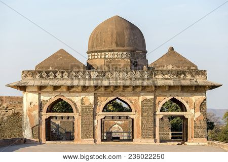 Jahaz Mahal , Ship Palace In Sunrise. Mandu, Madhya Pradesh. India. Old Indian Architecture On The B