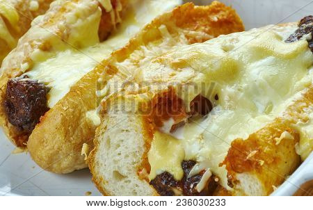 Oven Baked Chili Cheese Dogs , Close Up