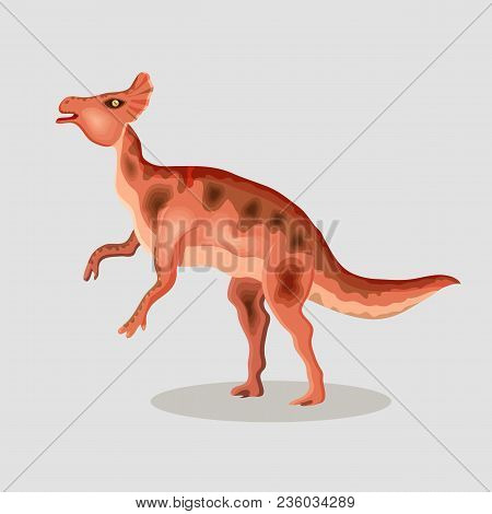 Vector Cartoon  Illustration Of A Dinosaur.  Parasaurolophus.