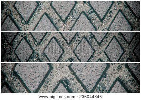 Wet Iron Background, Rusty Texture, Cracked Surface.