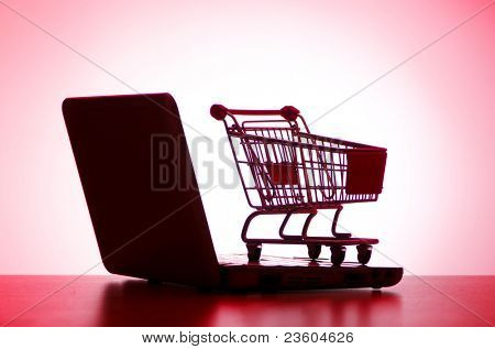 Silhoette Laptop und Warenkorb