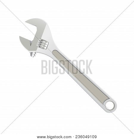 Adjustable Monkey Wrench Isolate On White Background. Vector Illustration